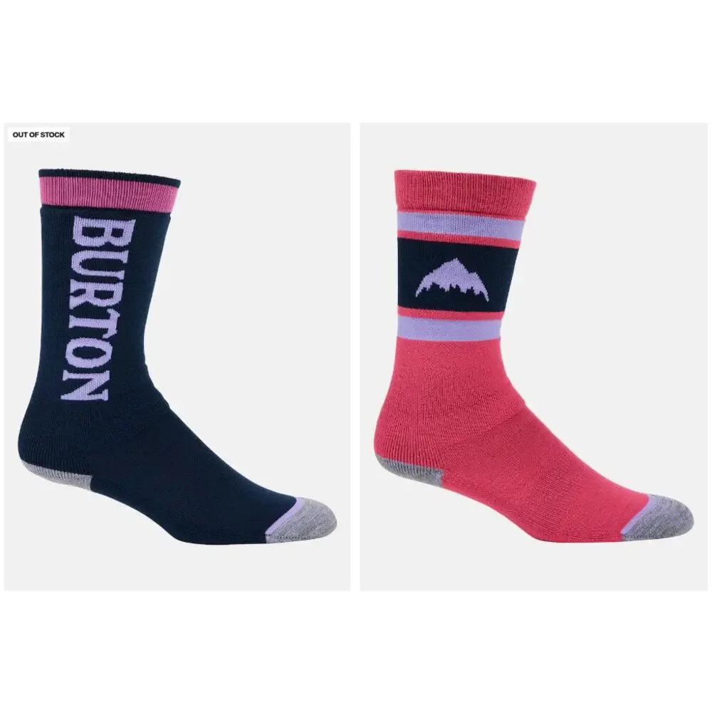 Burton Kids Weekend Midweight Socks 2 Pack Fuchsia Fusion M/L - 2/4 Youth